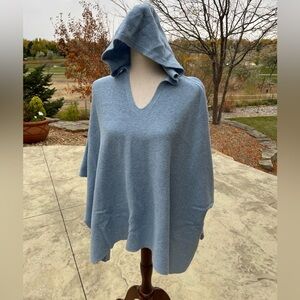 J. Jill blue knit hooded poncho